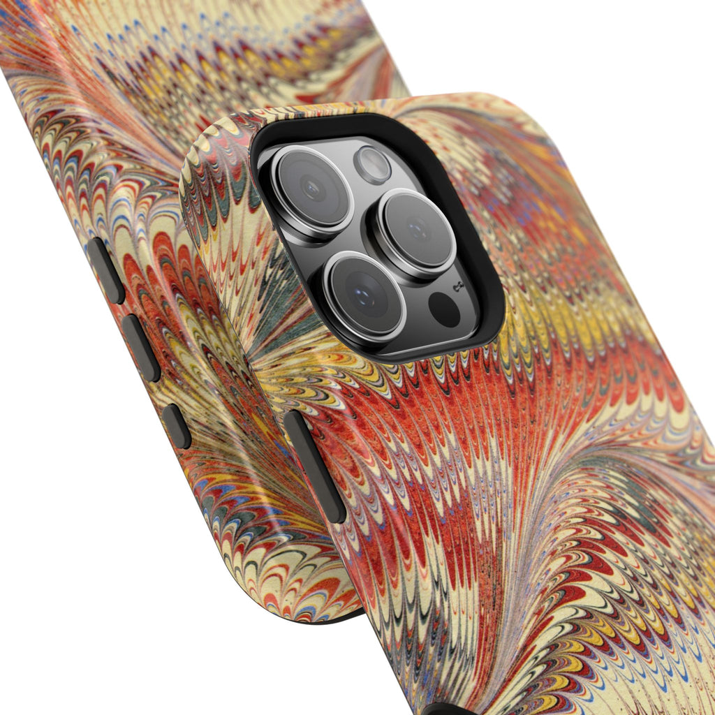 Rust + Gold Italian Marbled Design Magnetic MAG SAFE - Dual Layer Case - Glossy or Matte
