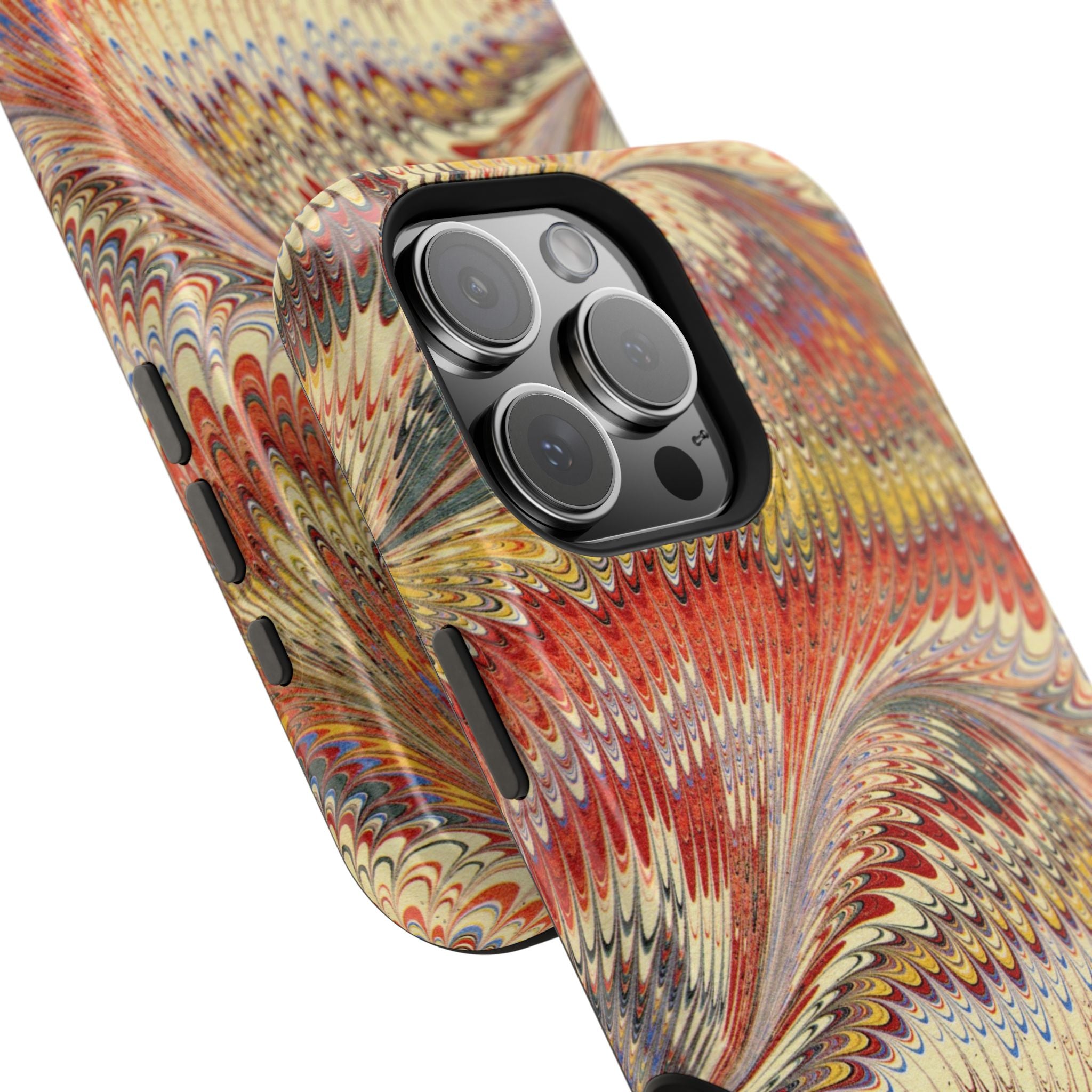 Rust + Gold Italian Marbled Design Magnetic MAG SAFE - Dual Layer Case - Glossy or Matte