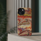 Rust + Gold Italian Marbled Design Magnetic MAG SAFE - Dual Layer Case - Glossy or Matte