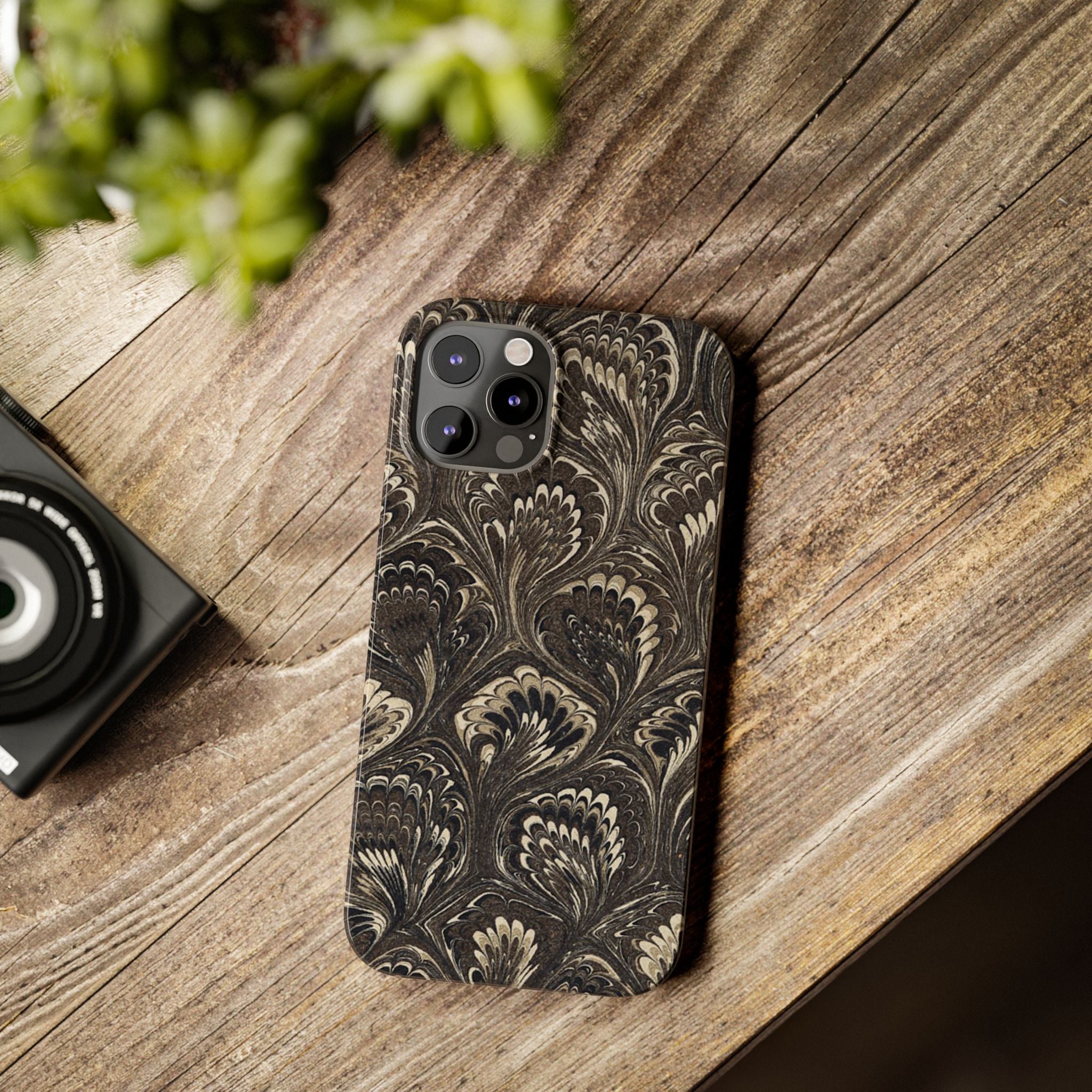 Black Italian Marble Design Slim iPhone 17 + all models Phone Cases