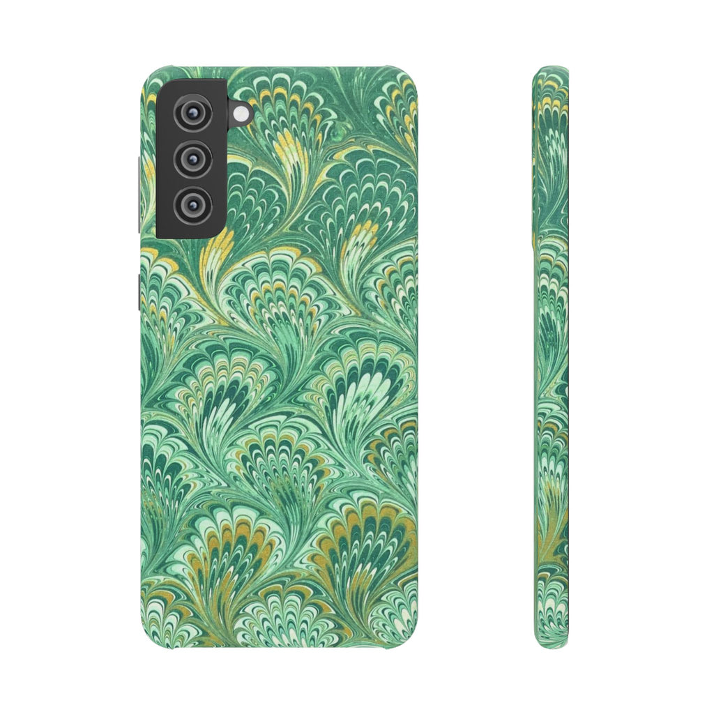 Marbled Feather Green Swirl - Single Layer Slim Phone Case