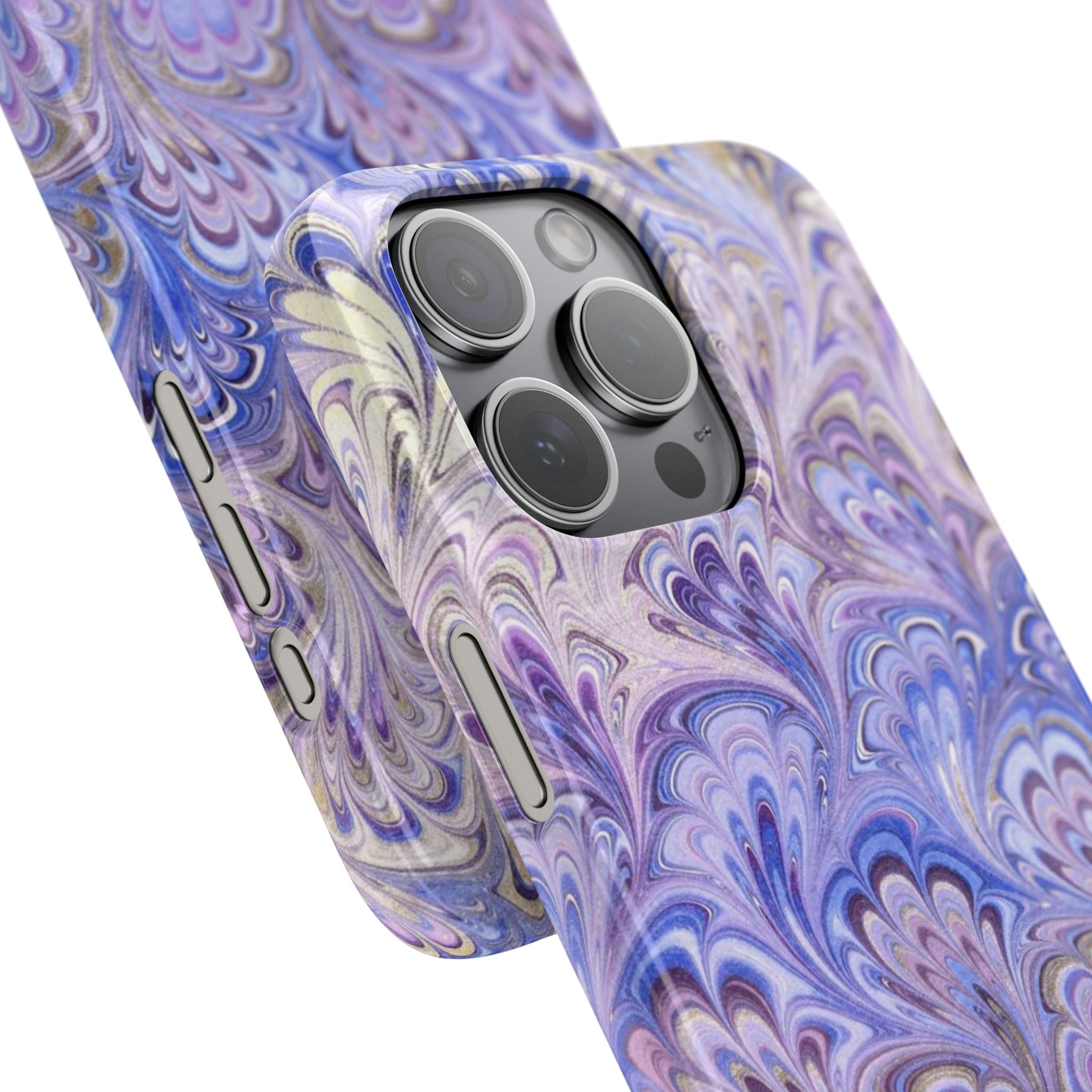 Marbled Feather Lavender + Purple Swirl - Single Layer Slim Phone Case