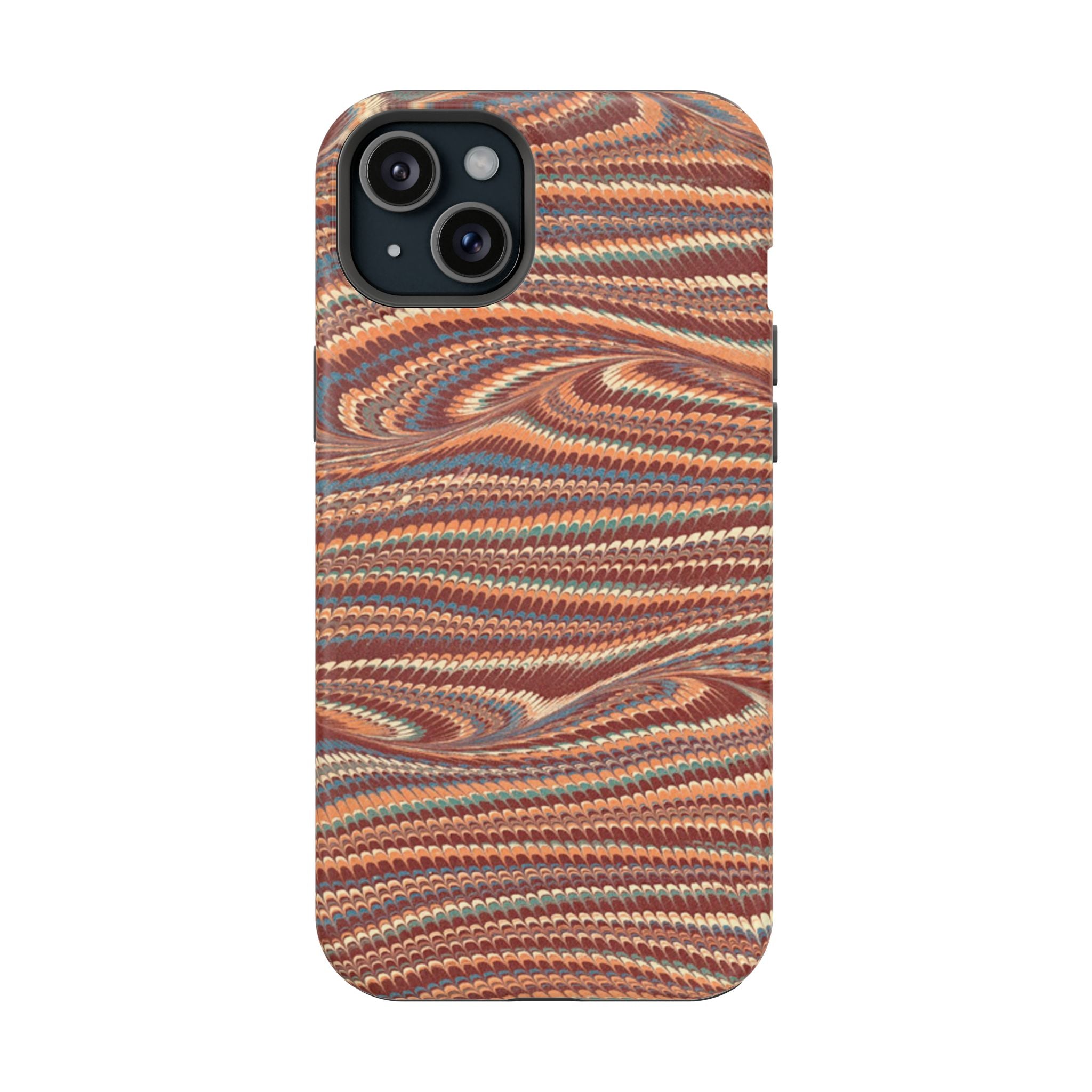 Neutrals Burgundy, Beige, Rust Hues Italian Vintage Marble Design Phone Case for Apple + Samsung