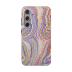 Pink and Lavender Pastel Italian Vintage Feathered Design Dual Layer Durable Phone Case