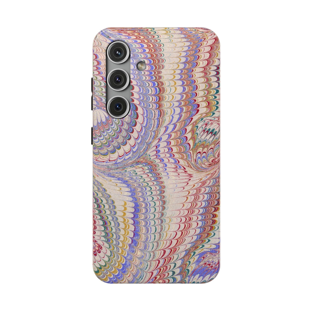 Pink and Lavender Pastel Italian Vintage Feathered Design Dual Layer Durable Phone Case