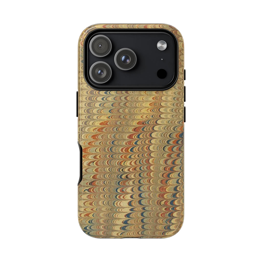Beige and Blue Marbled Durable Phone Case - Dual Layer - Matte or Glossy