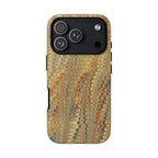 Beige and Blue Marbled Durable Phone Case - Dual Layer - Matte or Glossy