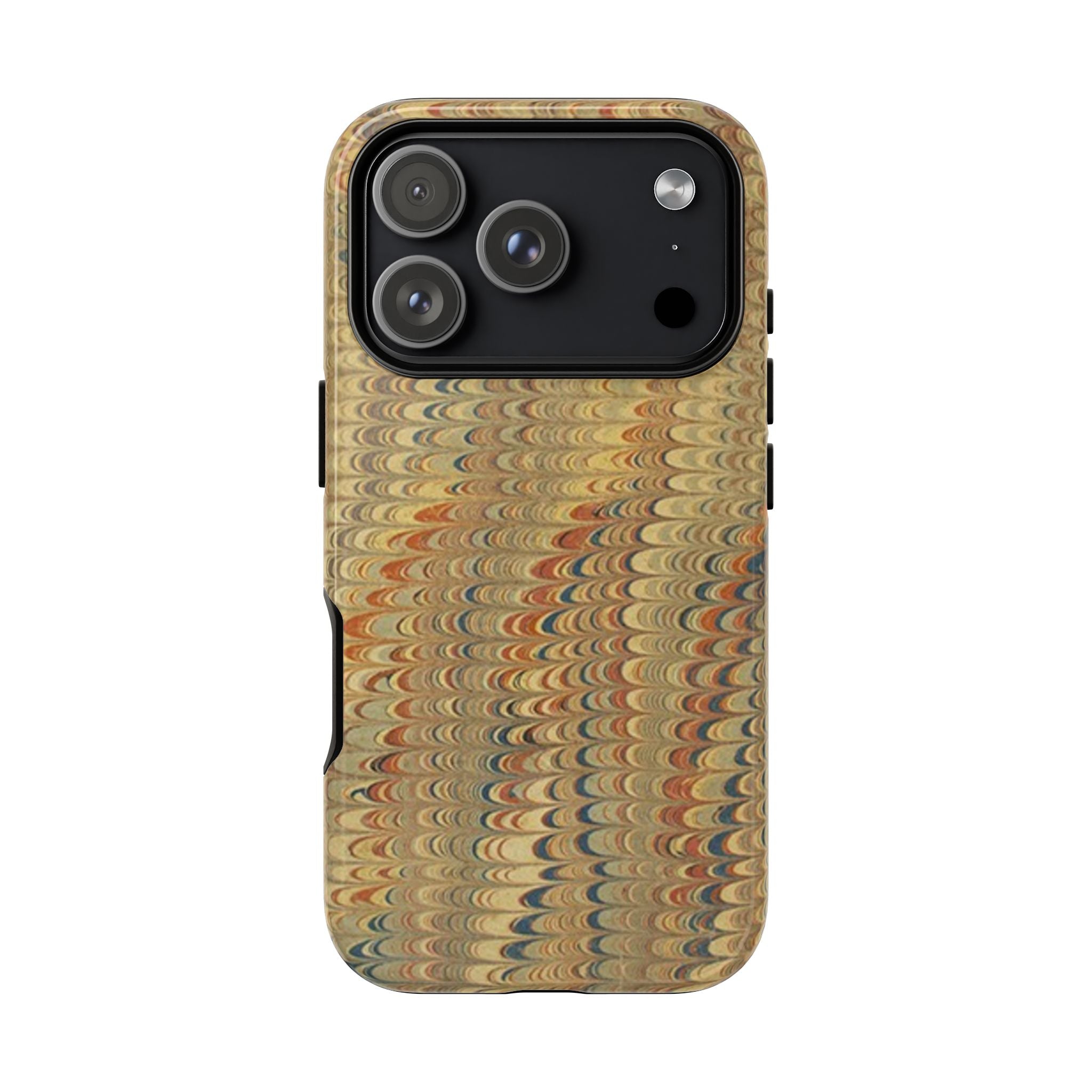 Beige and Blue Marbled Durable Phone Case - Dual Layer - Matte or Glossy