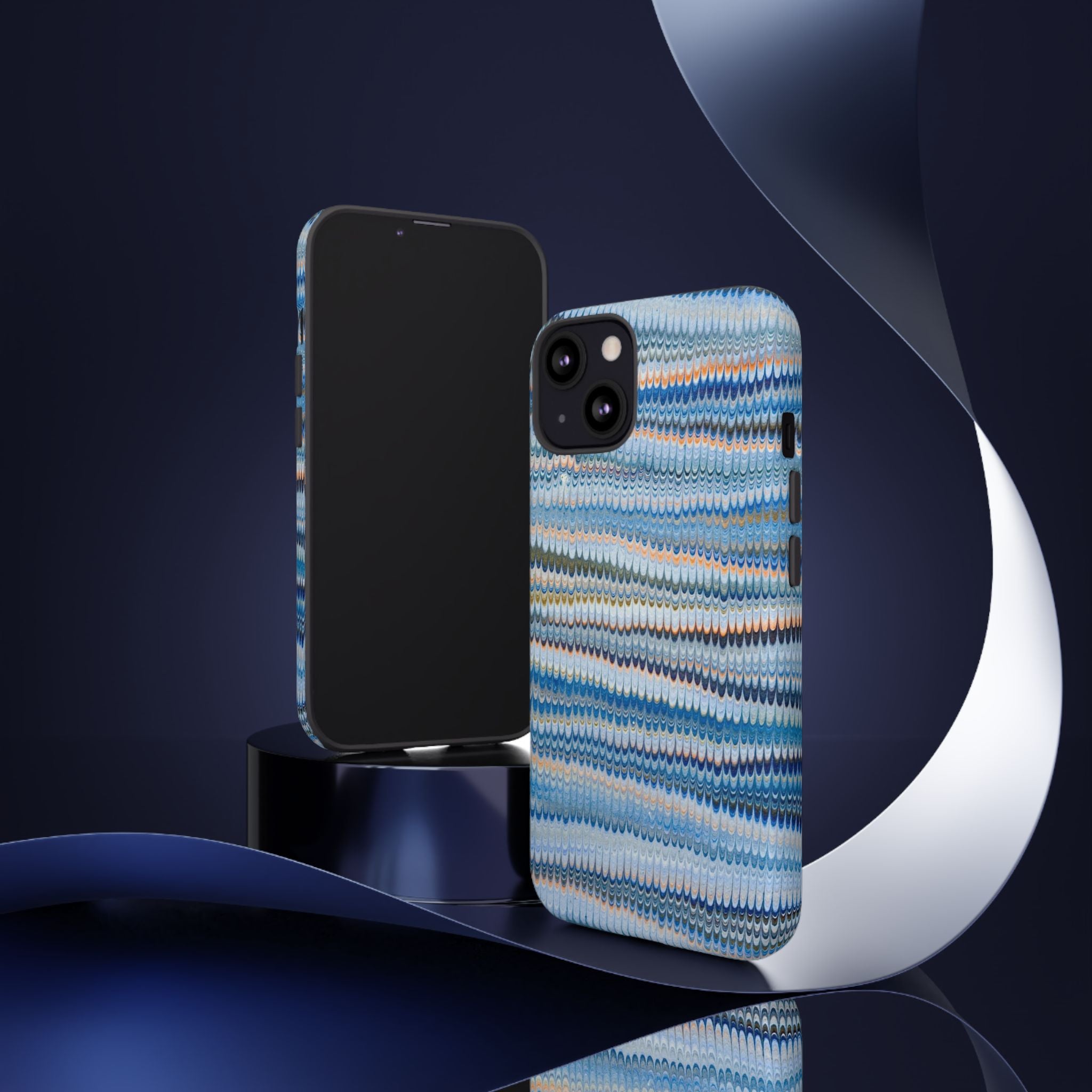 Blue Marbled Phone Cases iPhone 16 + Samsung + Apple + Google - all models, Vintage Marbled Design - Tough Cases