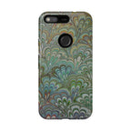 Green Marbled Peacock Durable Phone Case - Matte or Glossy