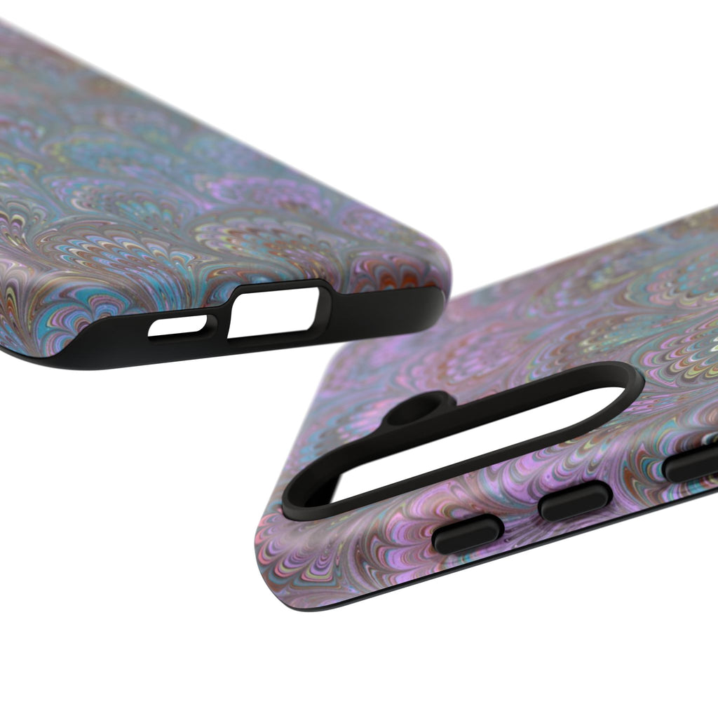 Lavender Marbled Peacock Durable Phone Case - Matte or Glossy