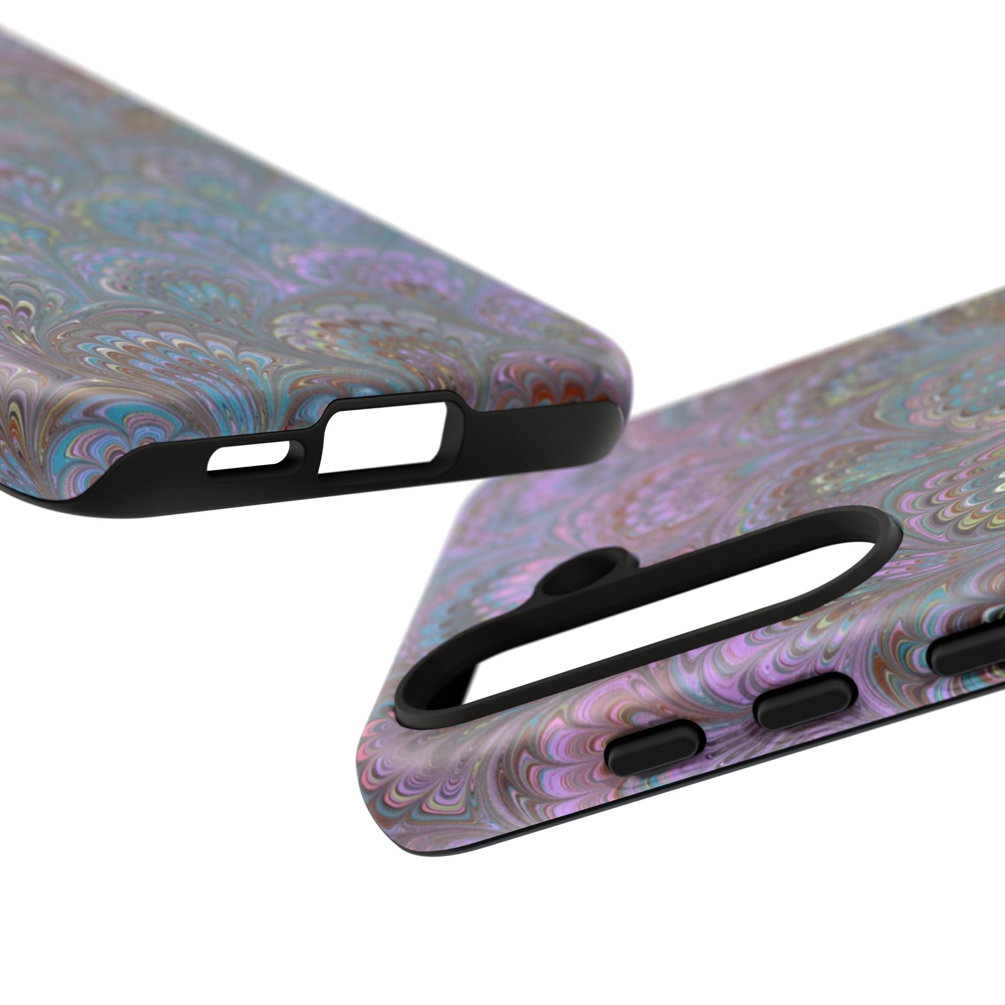 Lavender Marbled Peacock Durable Phone Case - Matte or Glossy