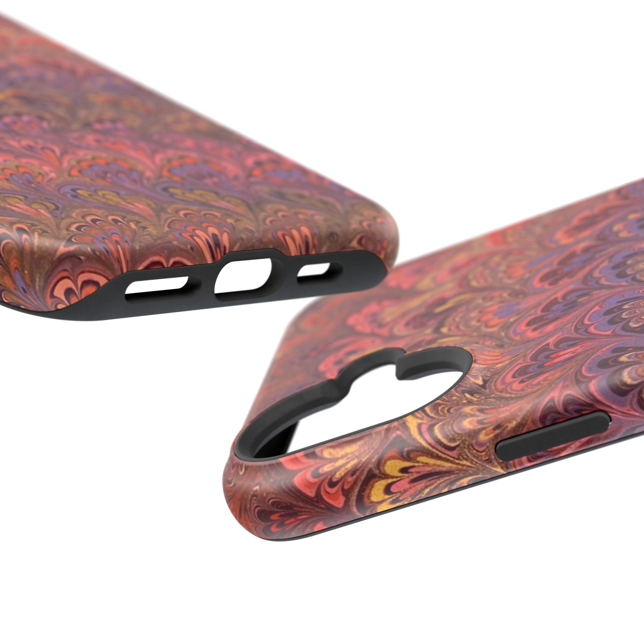 Mag Safe Marble iPhone Case - Red, Burgundy, Lavender & Gold Impact-Resistant