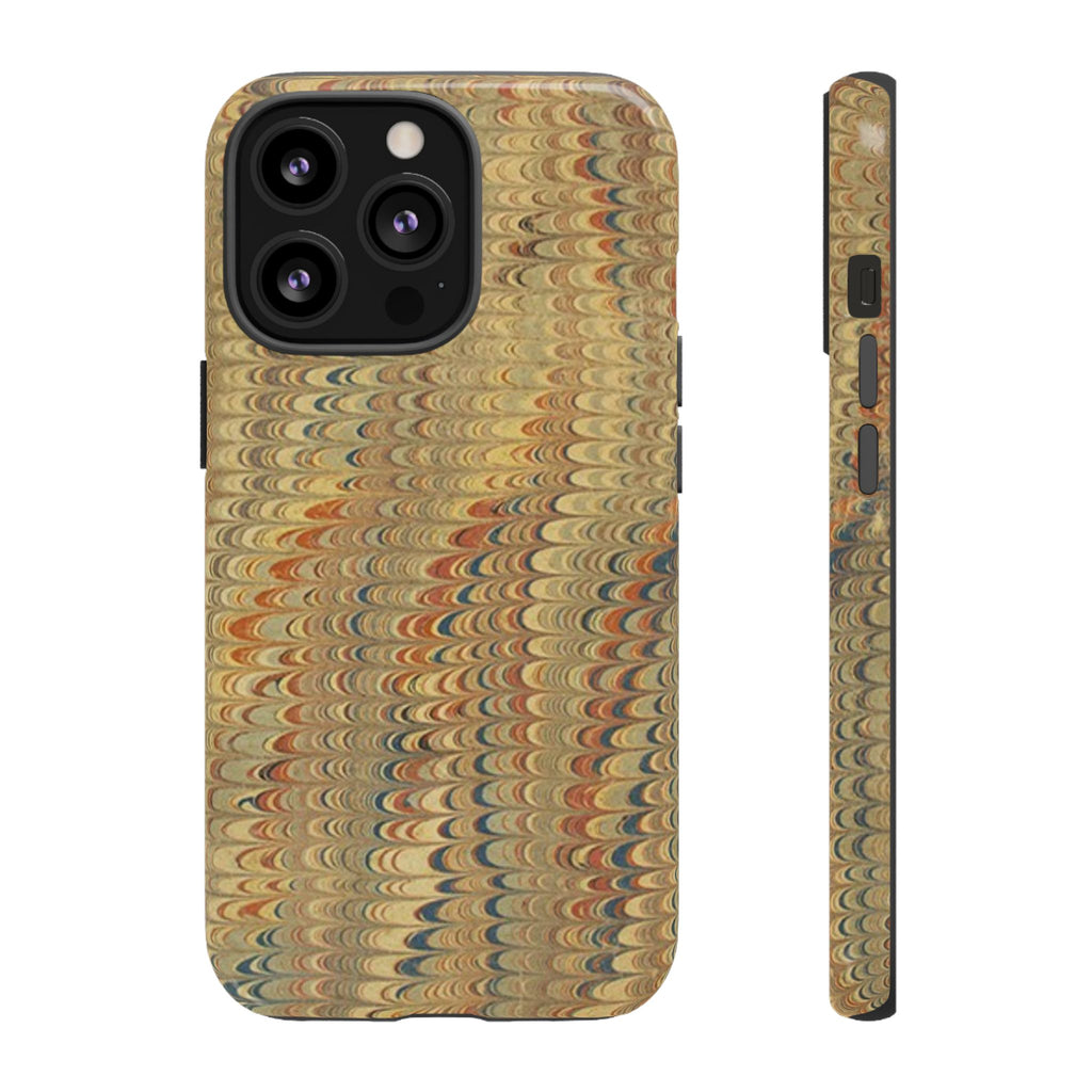 Beige and Blue Marbled Durable Phone Case - Dual Layer - Matte or Glossy