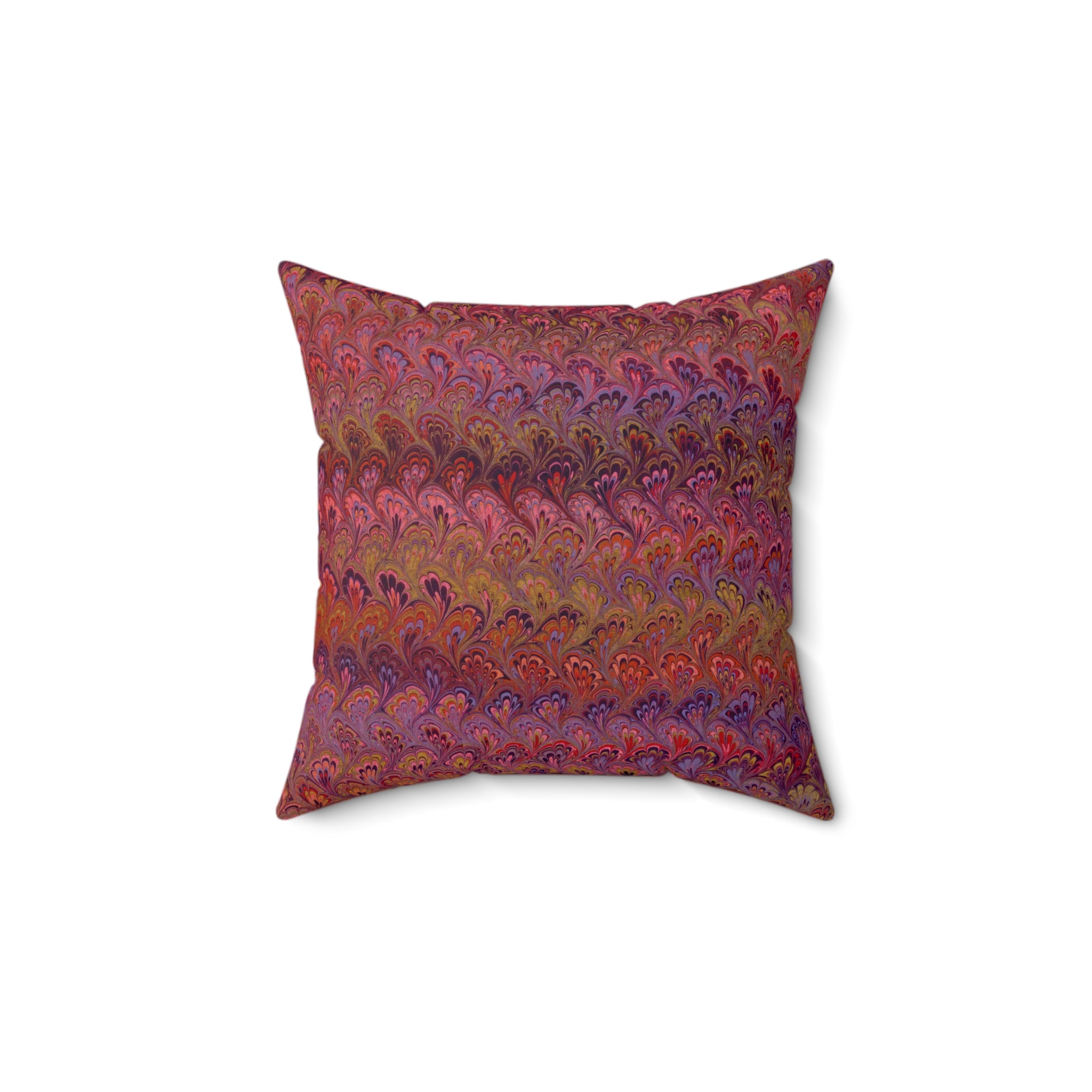 ITALIAN MARBLE Red and Gold Square Pillow includes Pillow, Hidden Zipper