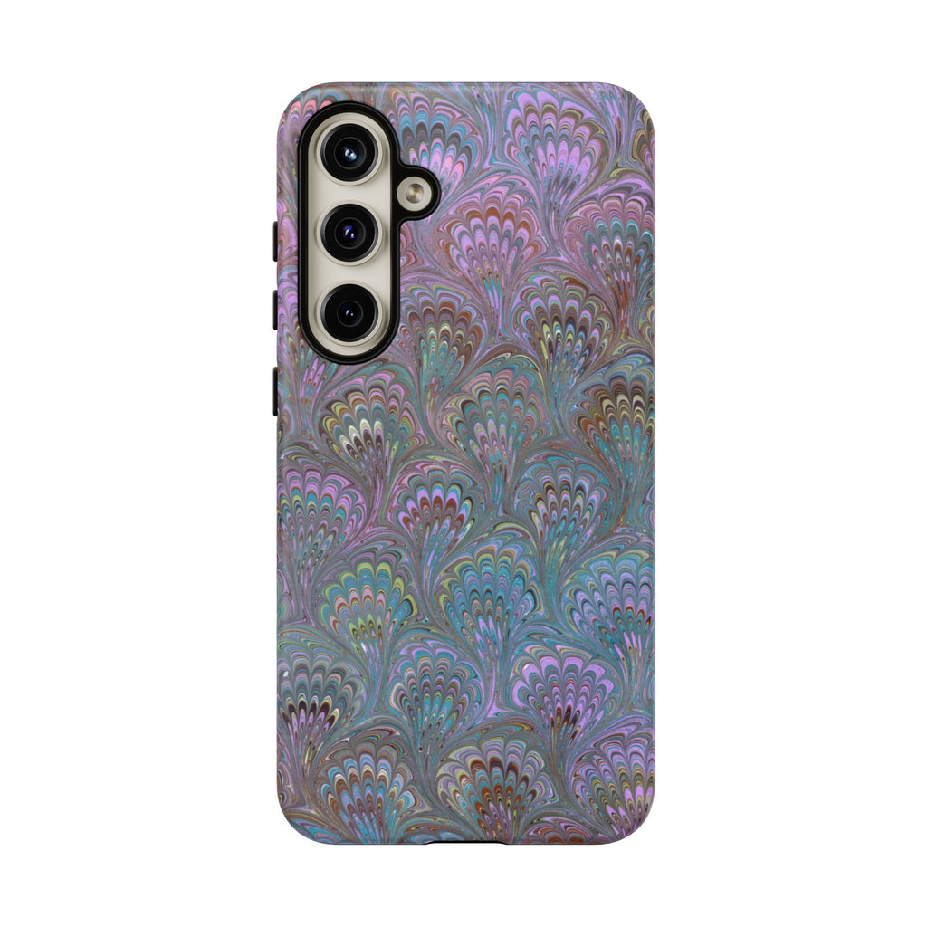 Lavender Marbled Peacock Durable Phone Case - Matte or Glossy
