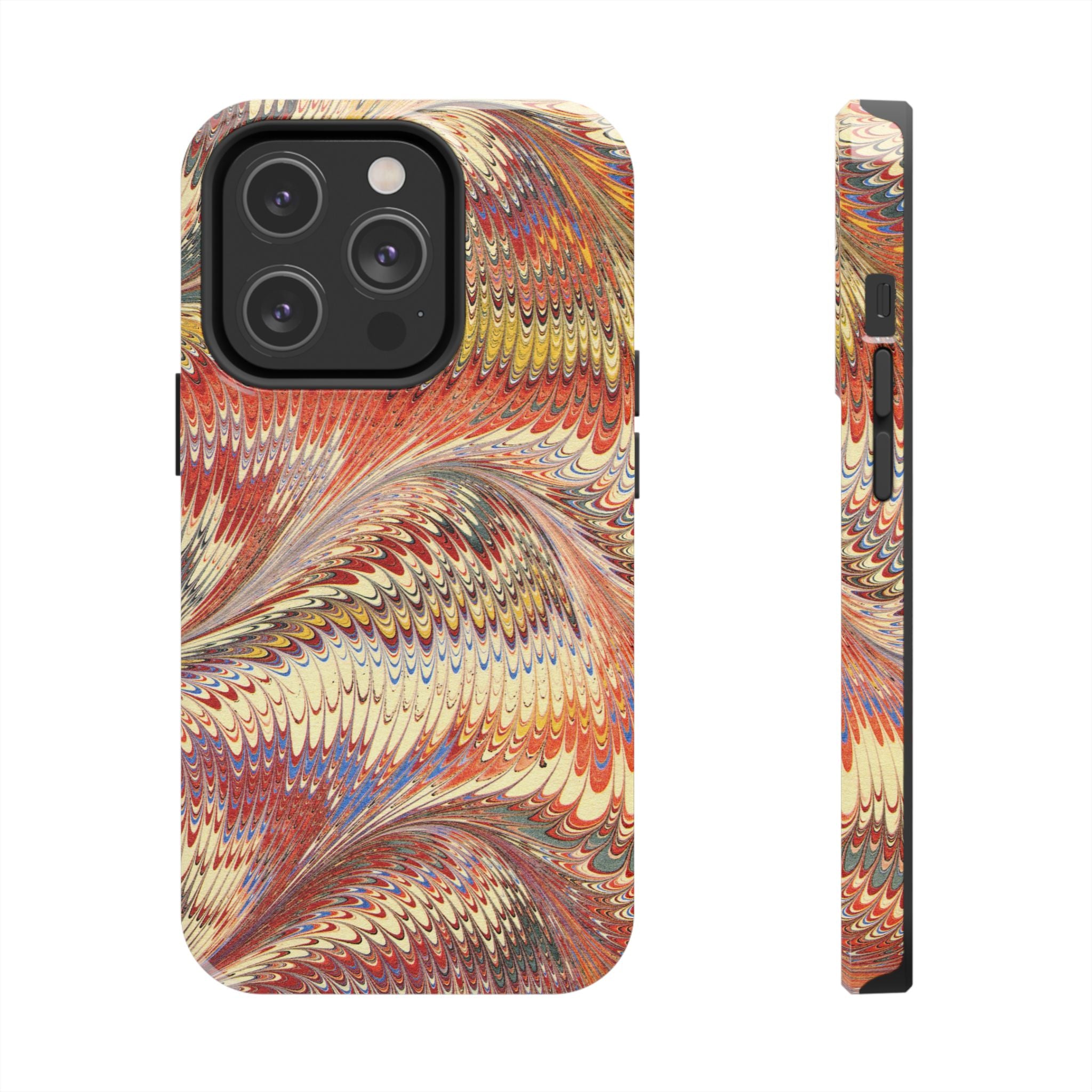Rust and Gold Marble Italian Tough Phone Case — Durable Marbled Phone Case