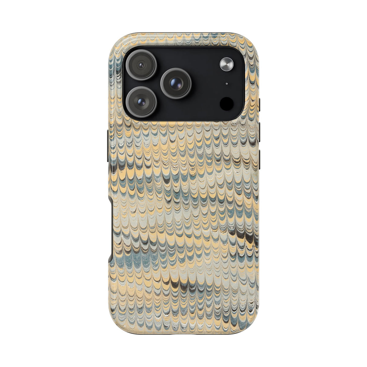 Beige + Grey Scalloped Marbled Tough Phone Case - Dual Layer