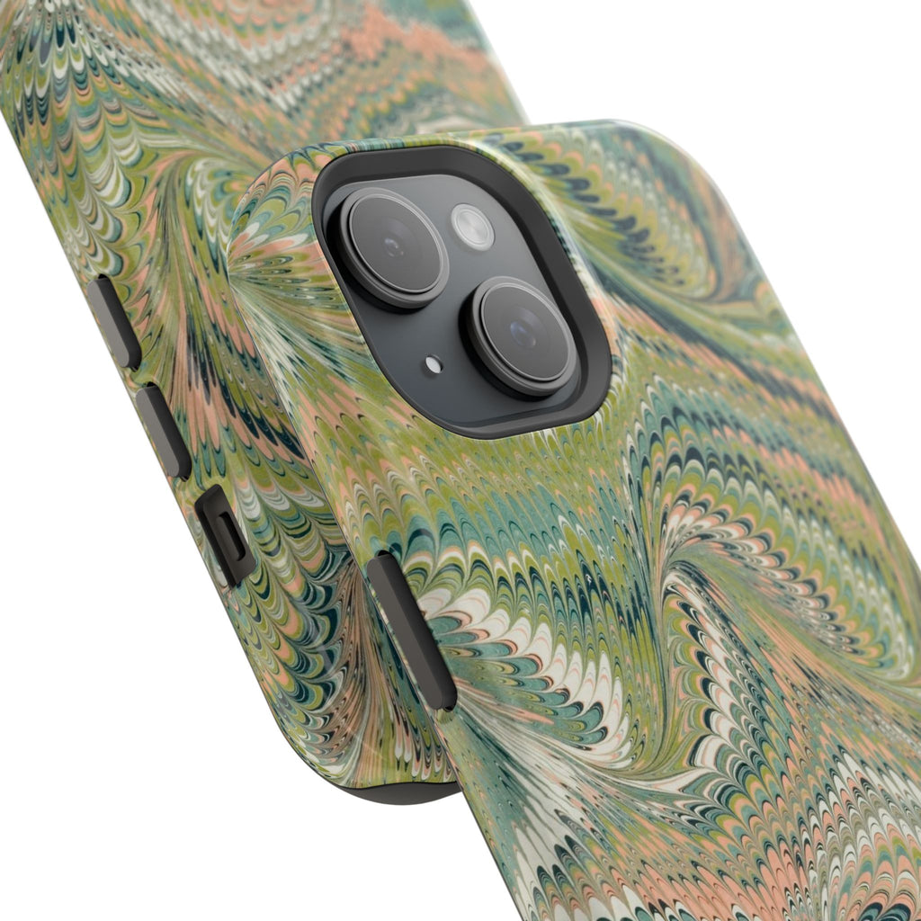 Green Pastel Italian Marble Design Magnetic MAG SAFE High Impact iPhone Cases