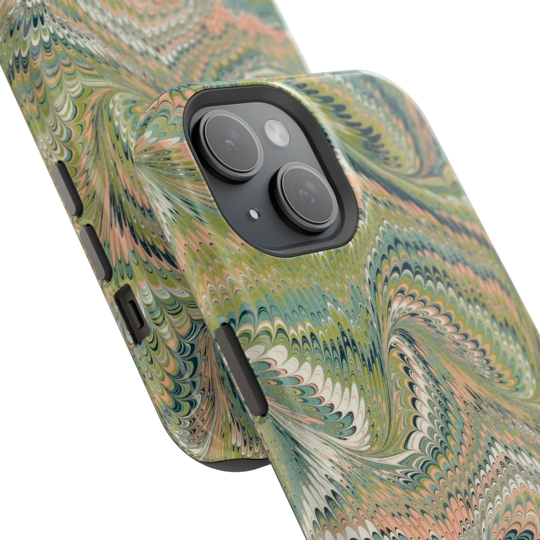 Green Pastel Italian Marble Design Magnetic MAG SAFE High Impact iPhone Cases