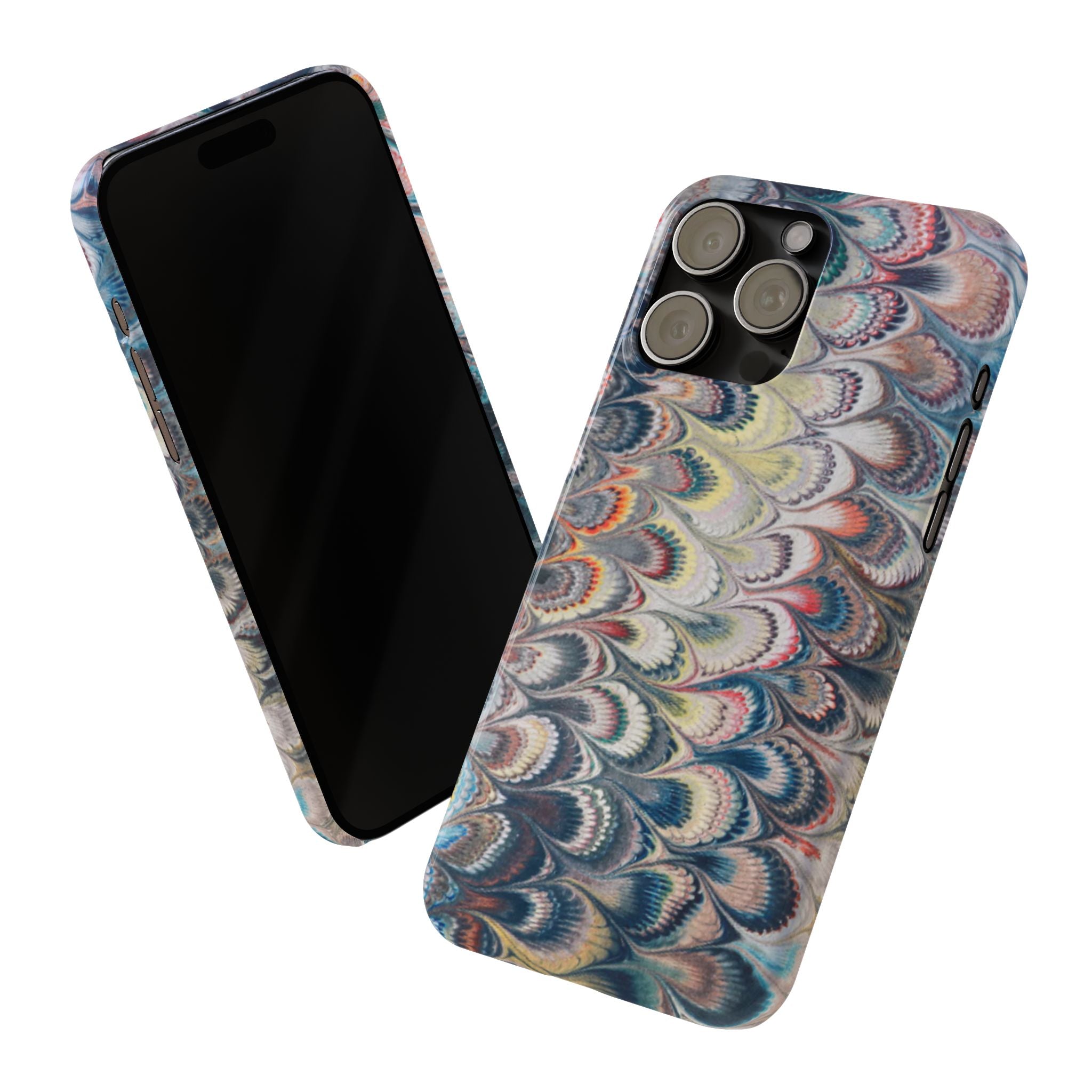 Blues and Multi-Color Italian Traditional Hand-Marbled Design