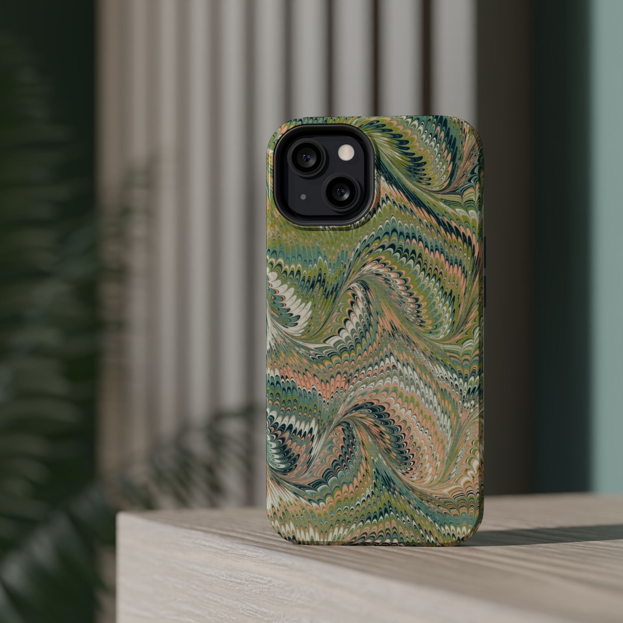 Green Pastel Italian Marble Design Magnetic MAG SAFE High Impact iPhone Cases