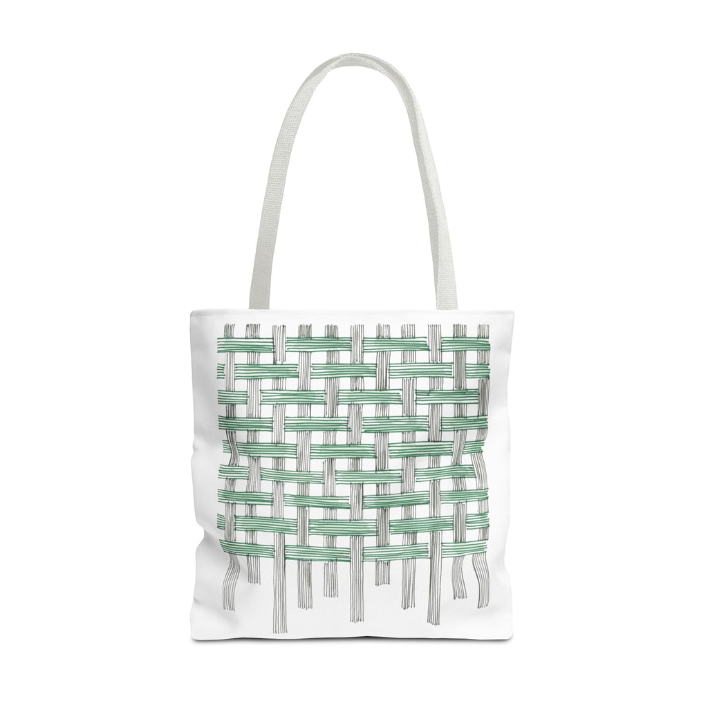 Woven Black + Green Grid Tote Bag - Tote