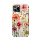 Slim Phone Case - Pink Floral Pressed Flowers iPhone 17 and Other Sizes - Glossy Finish