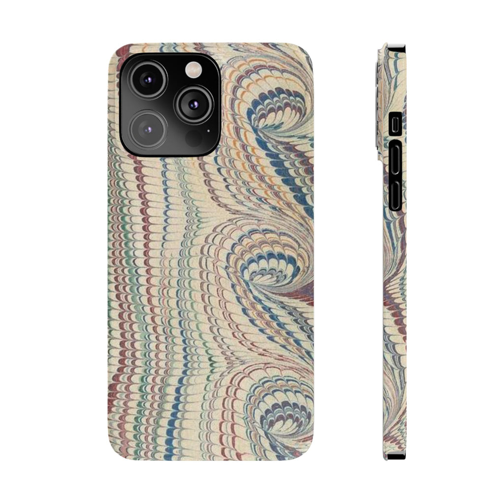 Italian Vintage Marbled Paper Design on iPhone Cases, Artistic Protection for Your Device in Elegant Beige, Blue, Burgundy