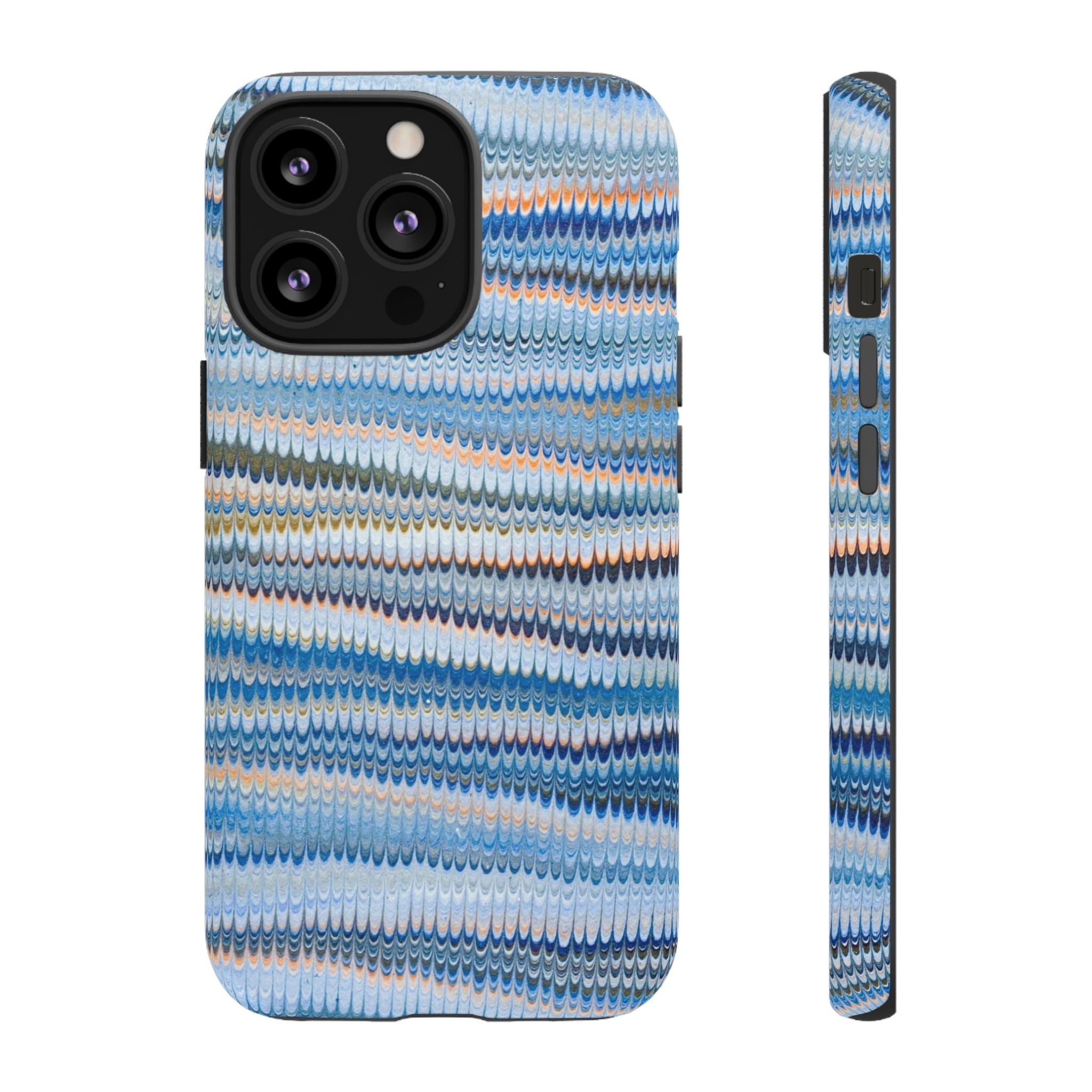 Blue Marbled Phone Cases iPhone 16 + Samsung + Apple + Google - all models, Vintage Marbled Design - Tough Cases
