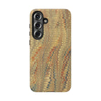 Beige and Blue Marbled Durable Phone Case - Dual Layer - Matte or Glossy