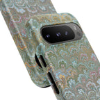 Blue and Green Feather Marbled Phone Case — Dual Layer - Tough Protective Phone Cover