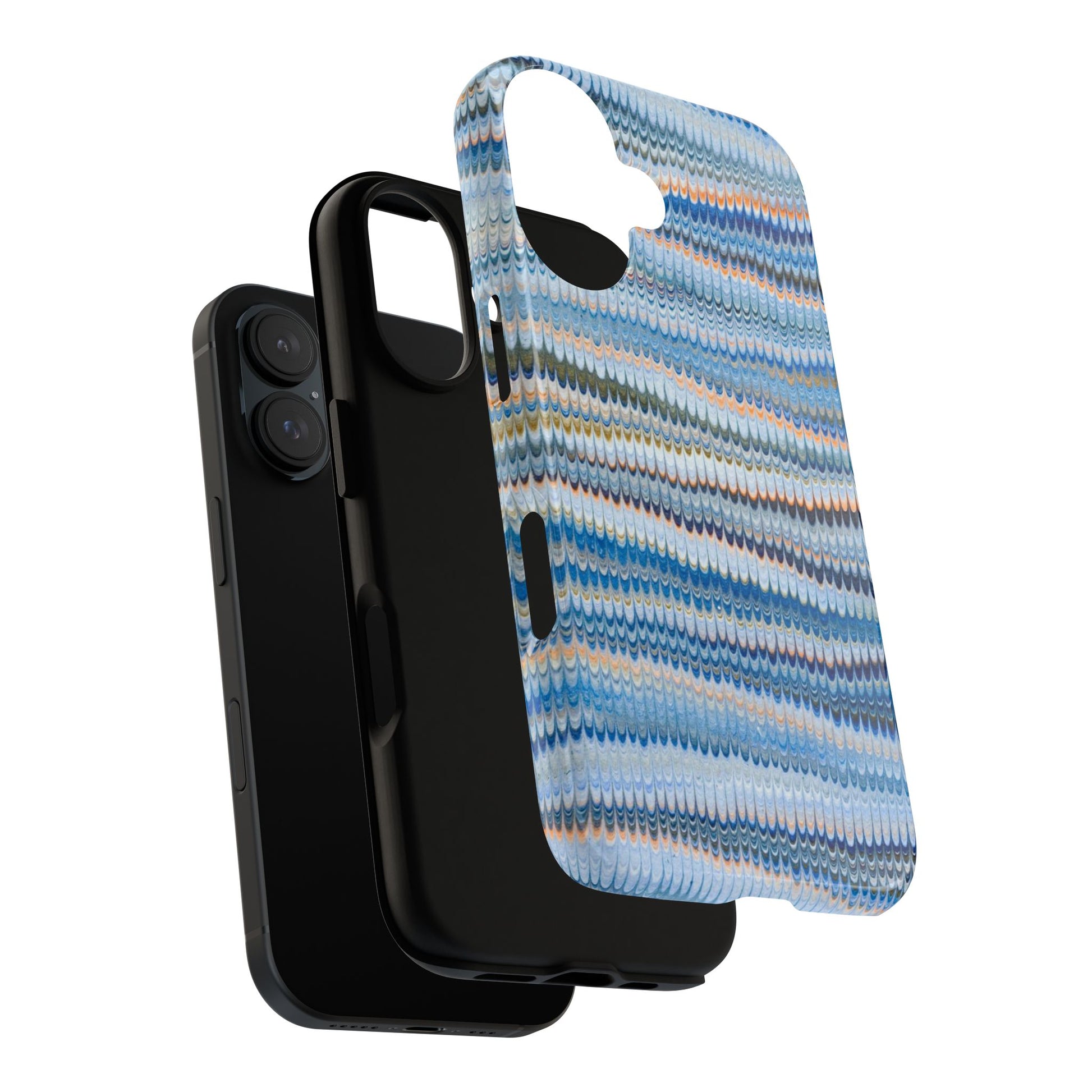 Blue Marbled Phone Cases iPhone 16 + Samsung + Apple + Google - all models, Vintage Marbled Design - Tough Cases