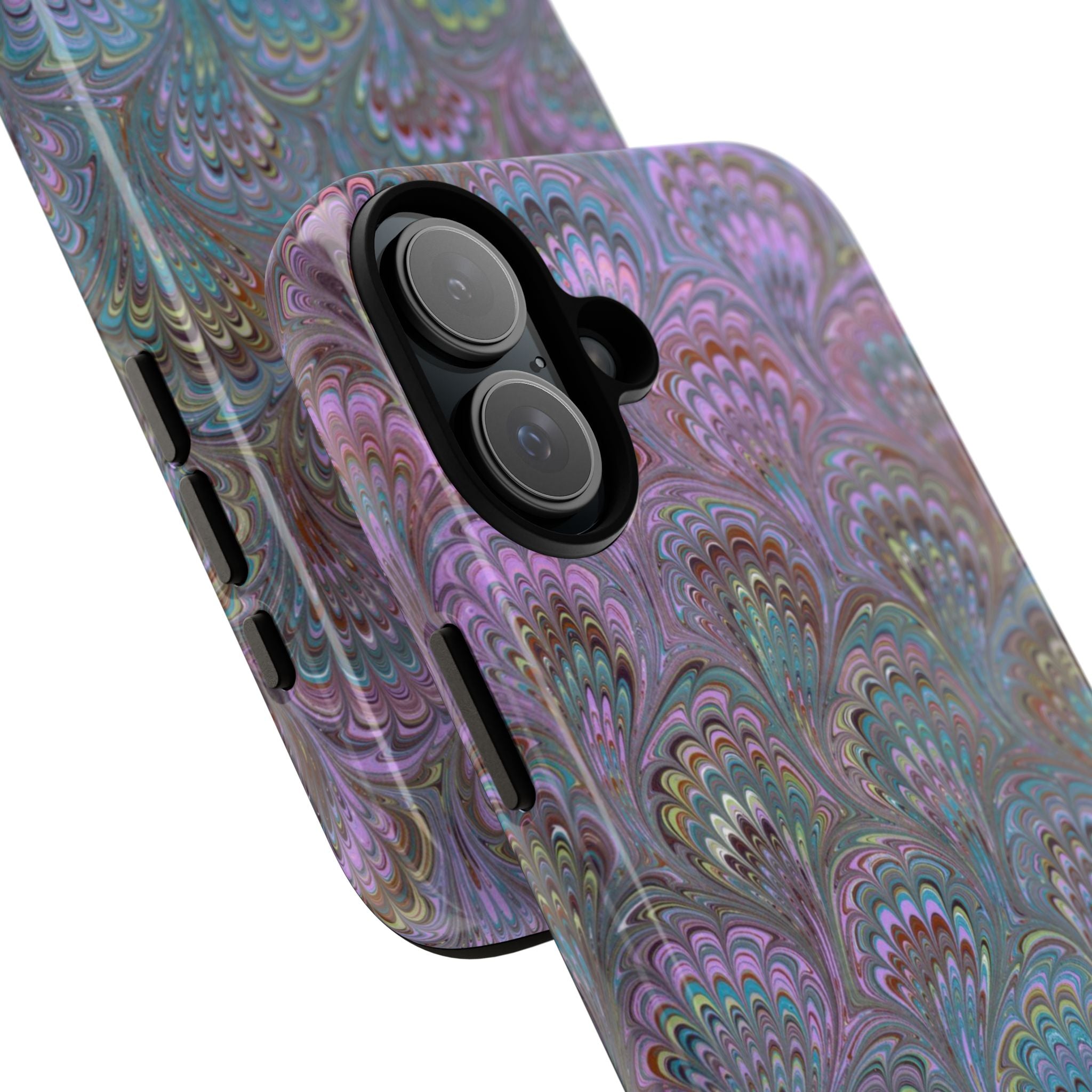 Lavender Marbled Peacock Durable Phone Case - Matte or Glossy