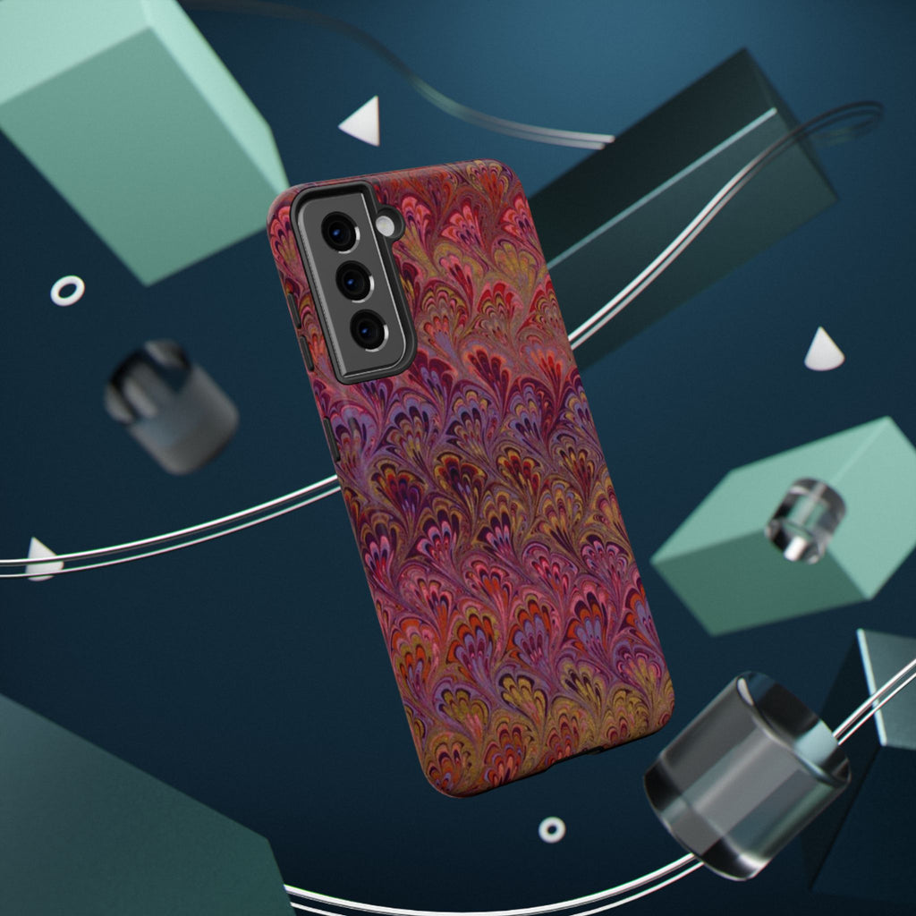 Red, Burgundy, Lavender Italian Peacock Feather Design Phone Case