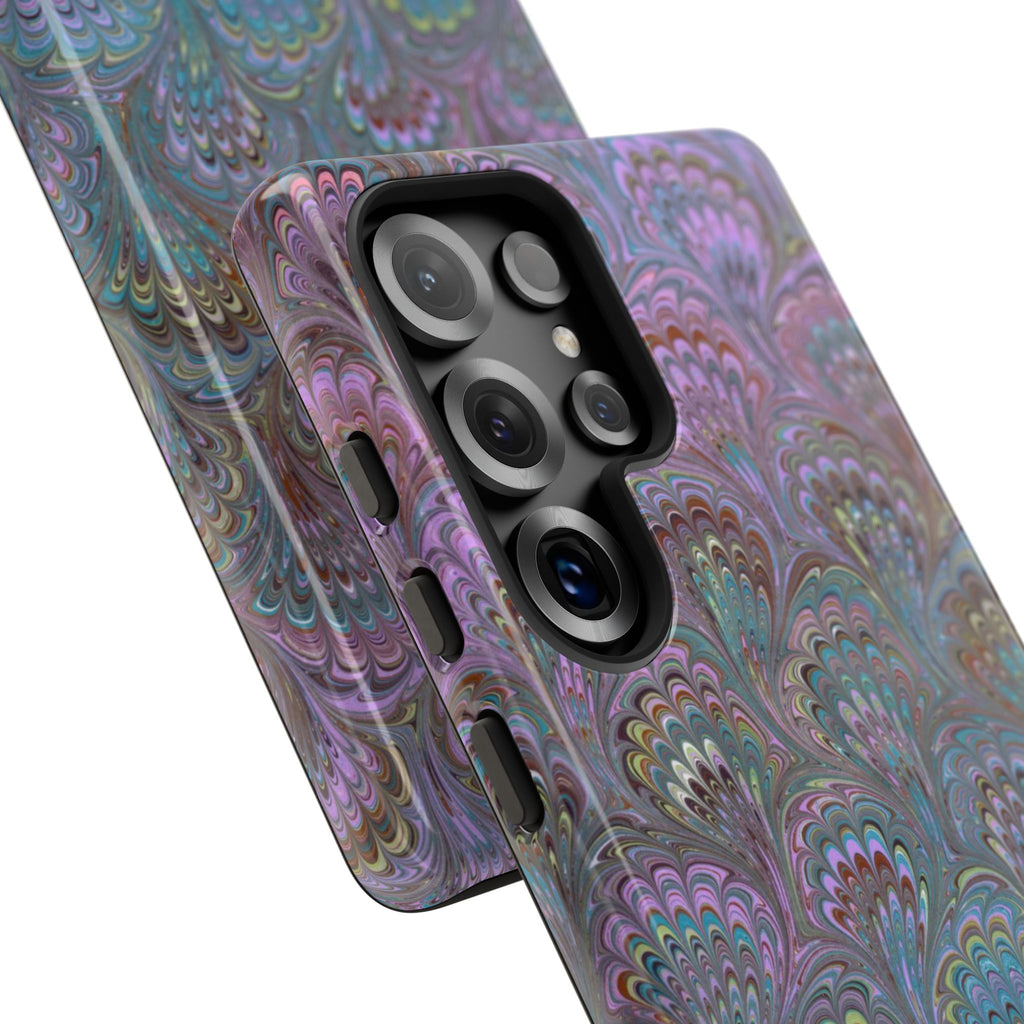 Lavender Marbled Peacock Durable Phone Case - Matte or Glossy