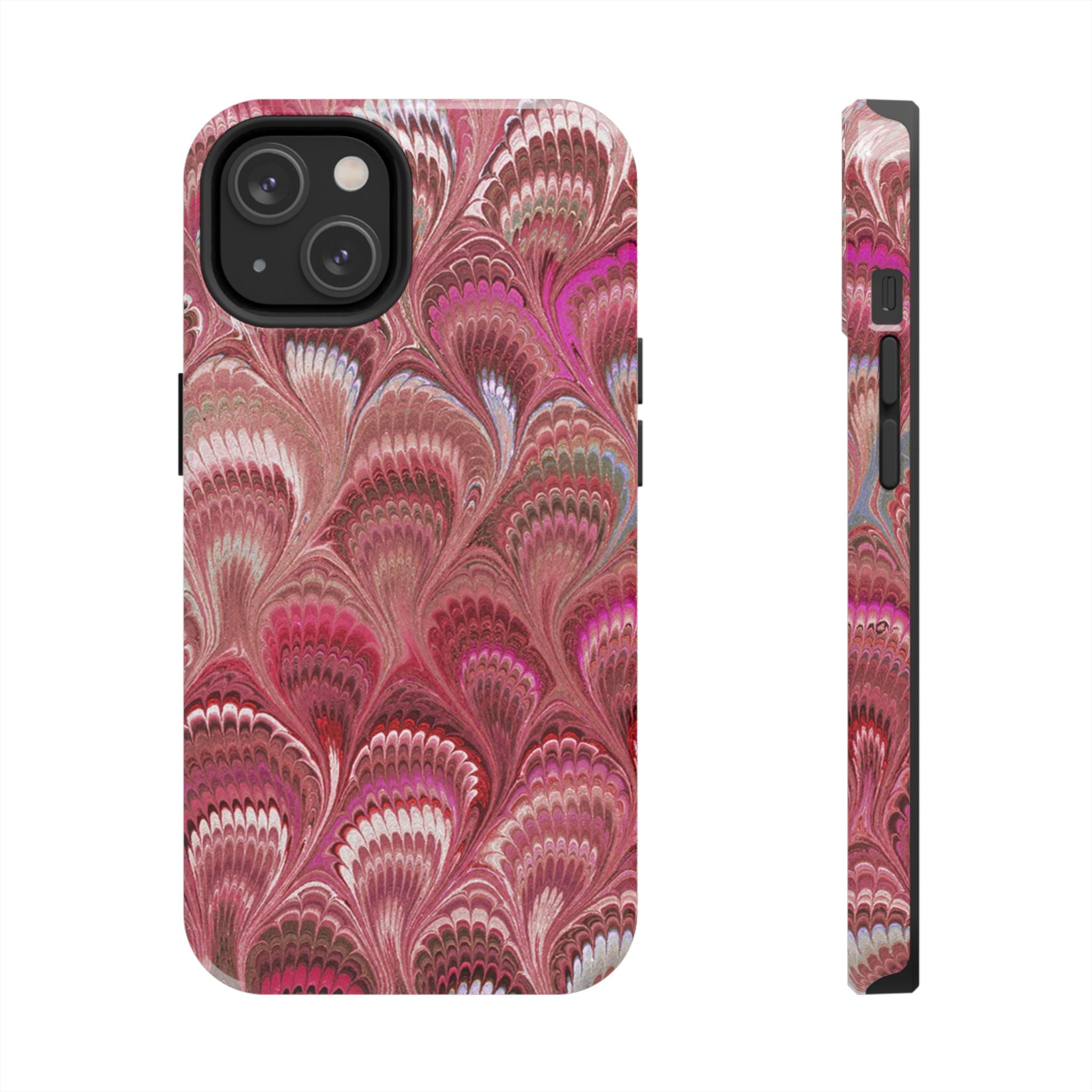 Pink Peacock Marble Italian Tough Phone Case — Durable Marbled Phone Case