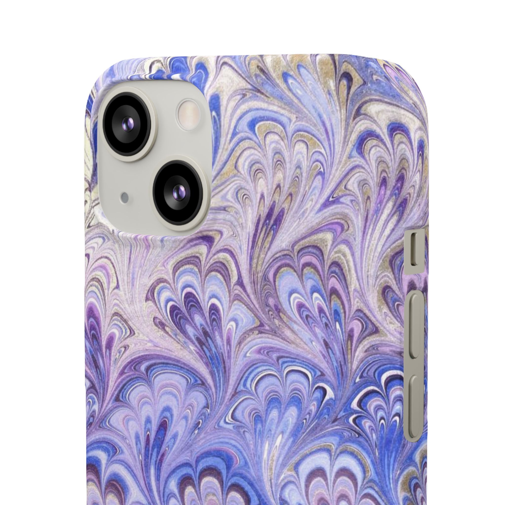 Marbled Feather Lavender + Purple Swirl - Single Layer Slim Phone Case