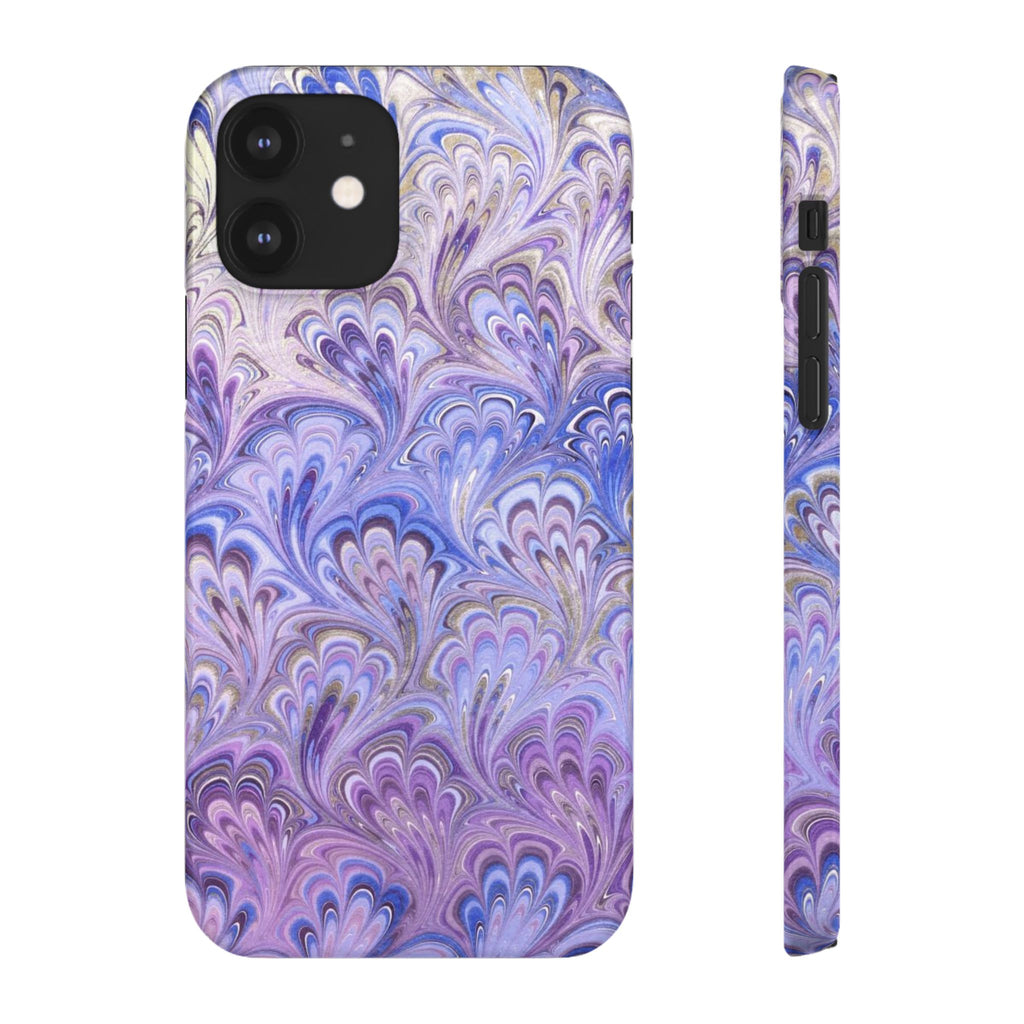 Marbled Feather Lavender + Purple Swirl - Single Layer Slim Phone Case