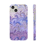 Marbled Feather Lavender + Purple Swirl - Single Layer Slim Phone Case