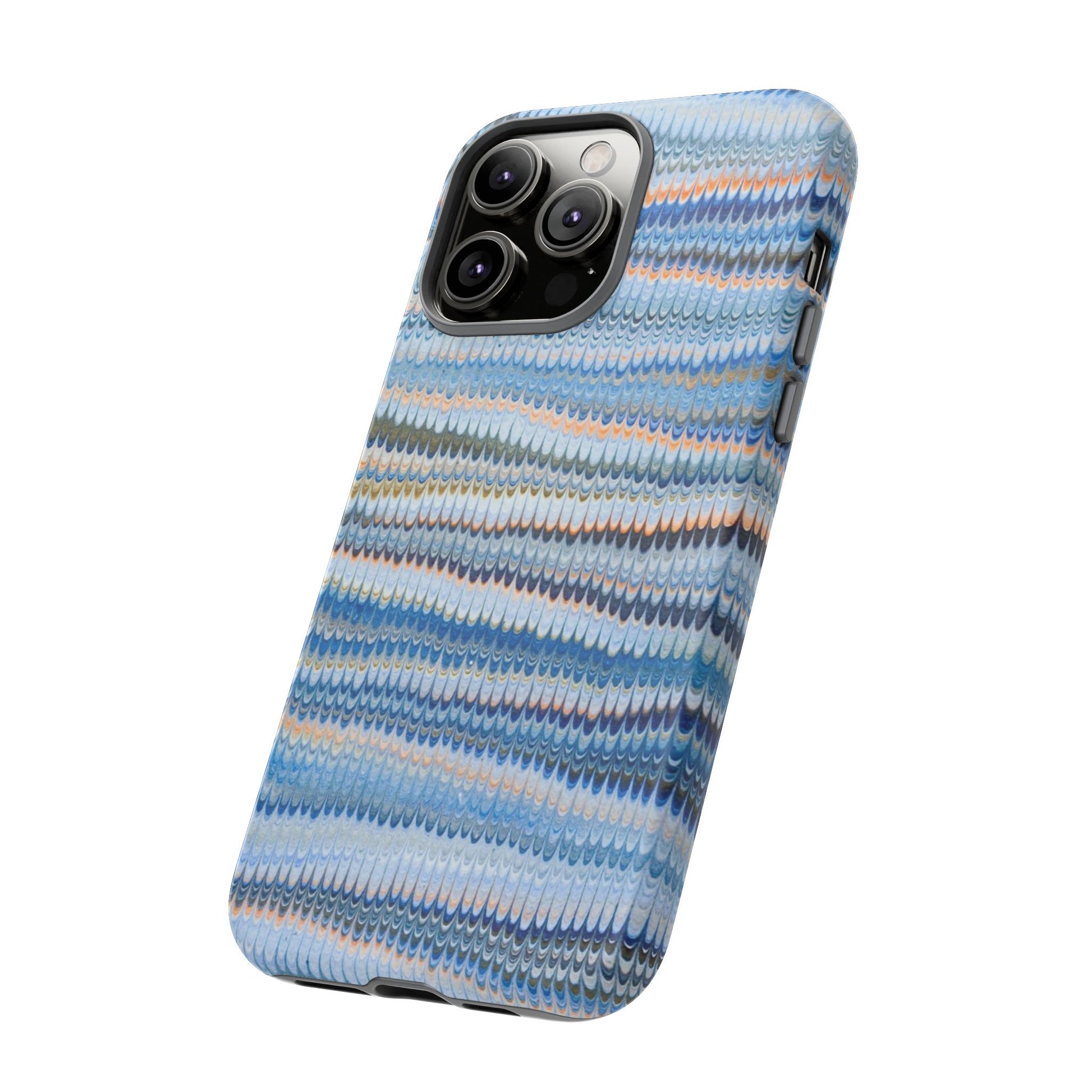 Blue Marbled Phone Cases iPhone 16 + Samsung + Apple + Google - all models, Vintage Marbled Design - Tough Cases