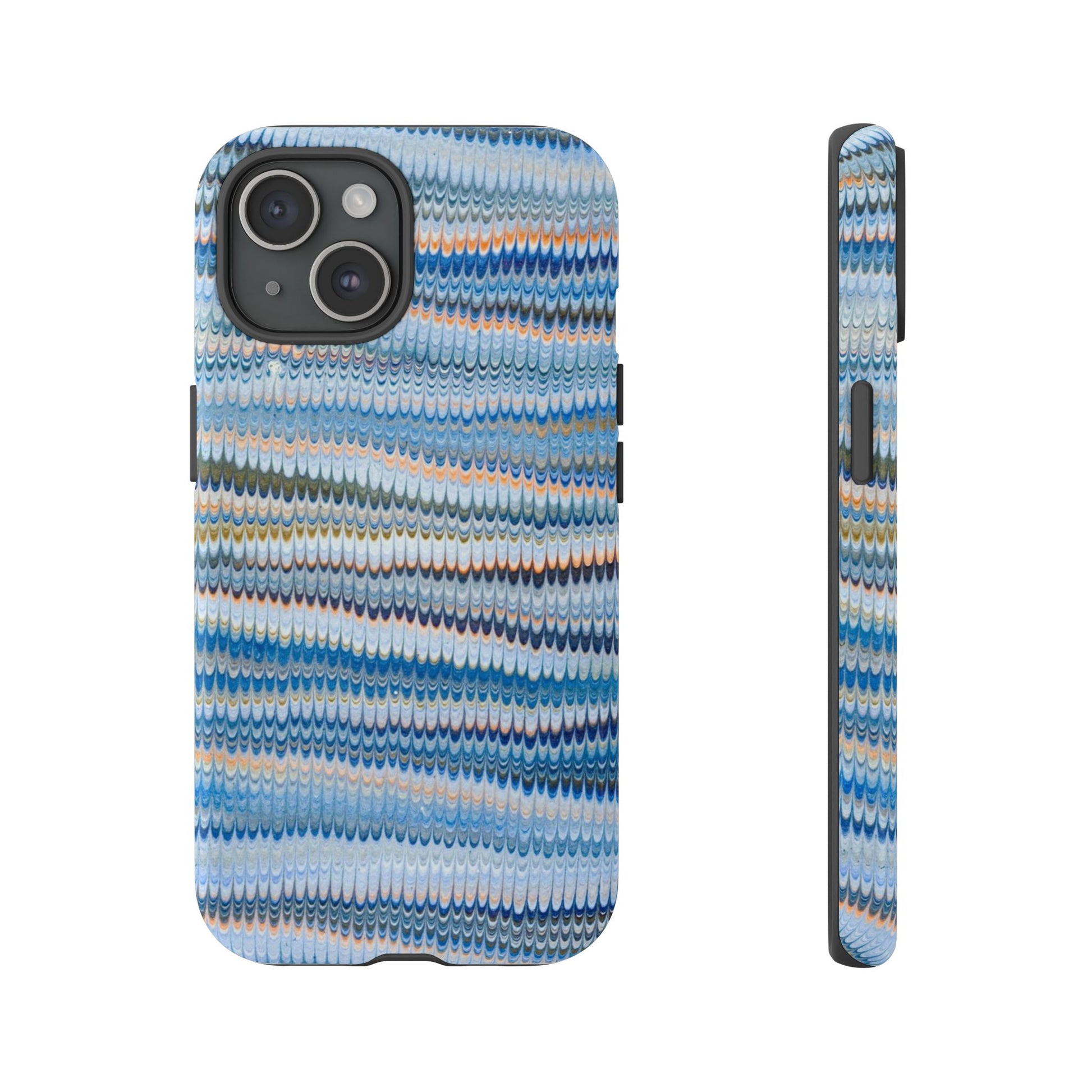 Blue Marbled Phone Cases iPhone 16 + Samsung + Apple + Google - all models, Vintage Marbled Design - Tough Cases