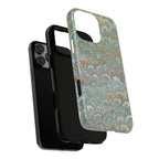 Blue and Green Feather Marbled Phone Case — Dual Layer - Tough Protective Phone Cover