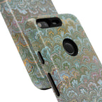 Blue and Green Feather Marbled Phone Case — Dual Layer - Tough Protective Phone Cover