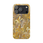 Golden Yelllow Hand-Marbled Florentine Italian Phone Case for iPhone 17 and all sizes