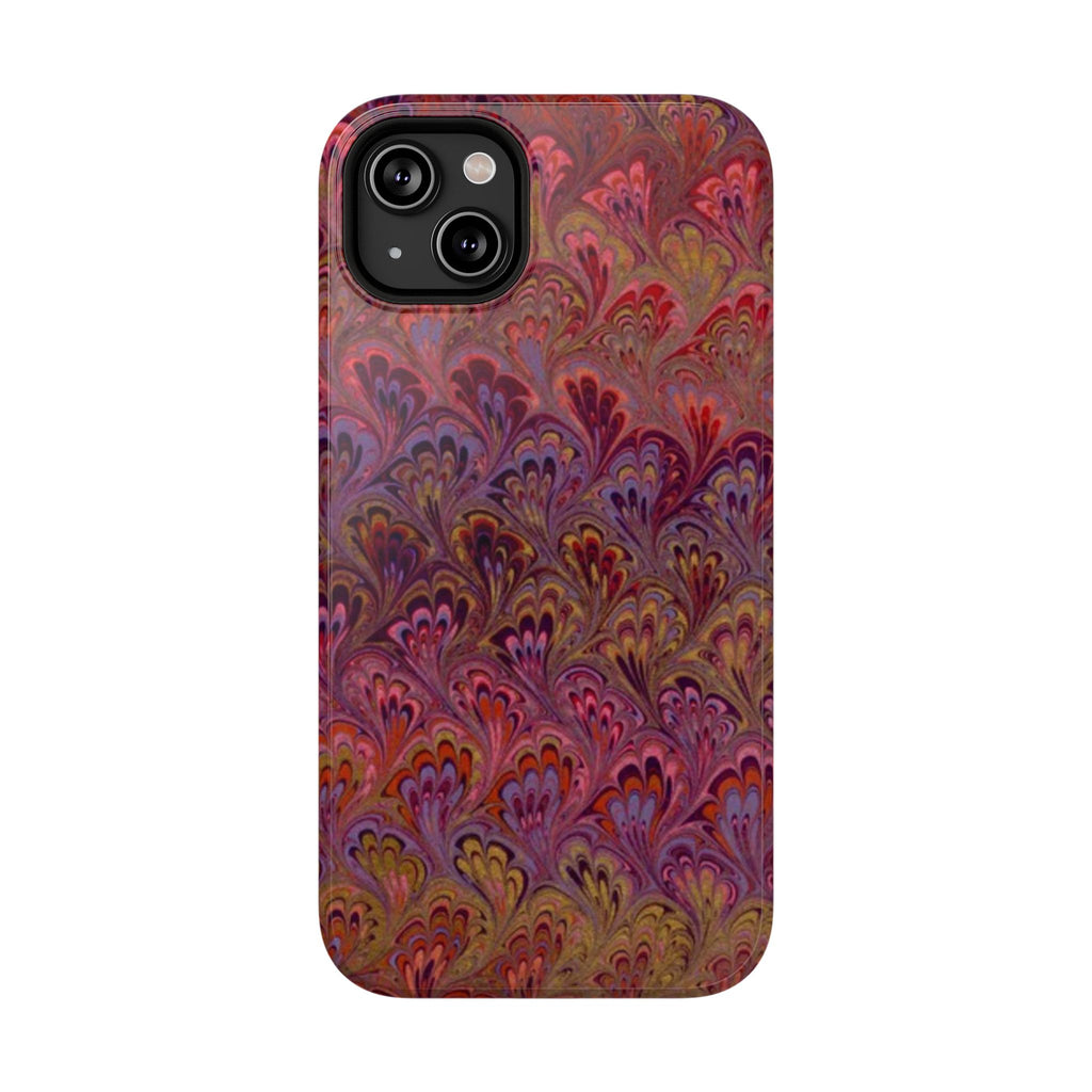 Red, Burgundy, Lavender Italian Peacock Feather Design Phone Case