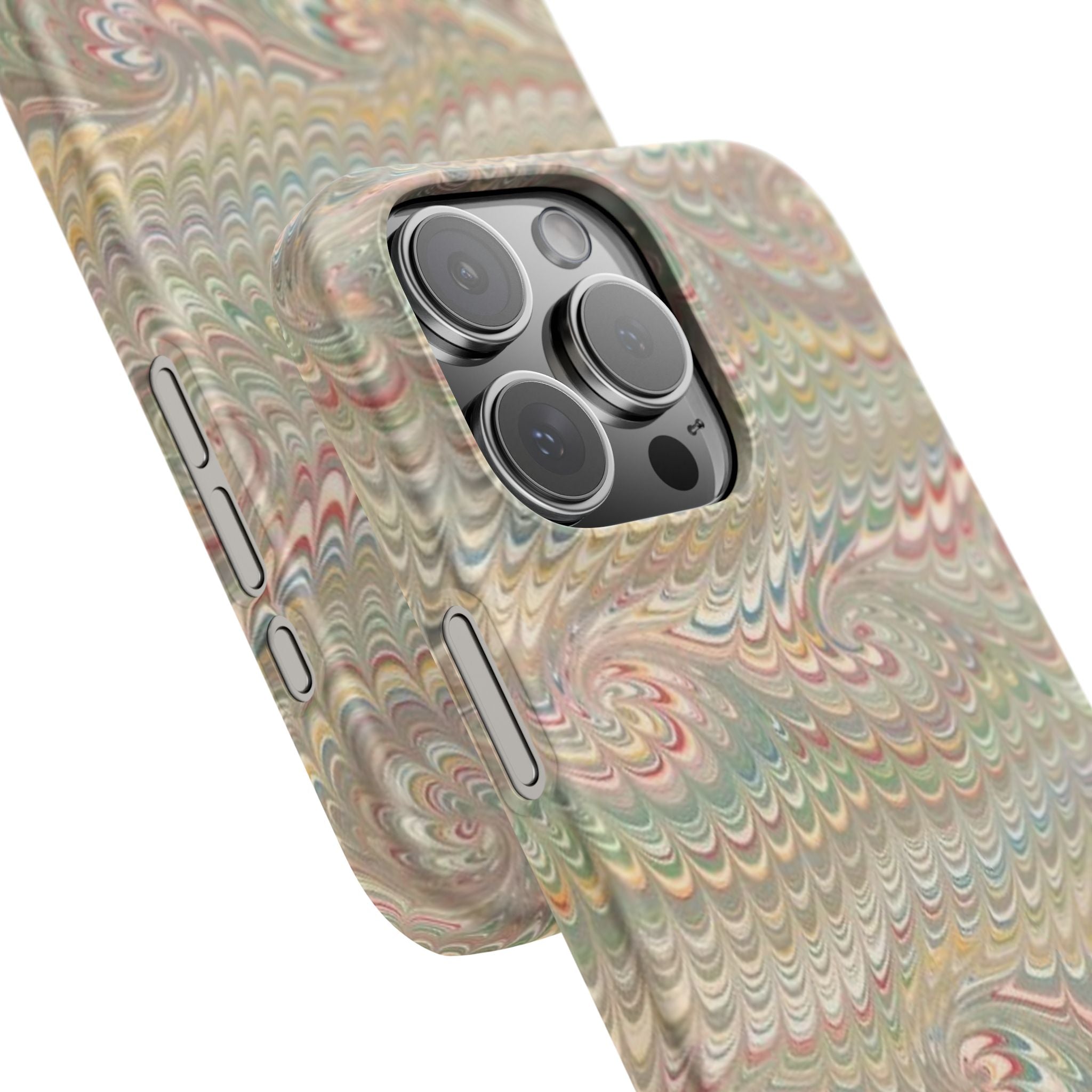 Beige and Pastel Red and Green Swirl Phone Case - Single Layer Slim Case