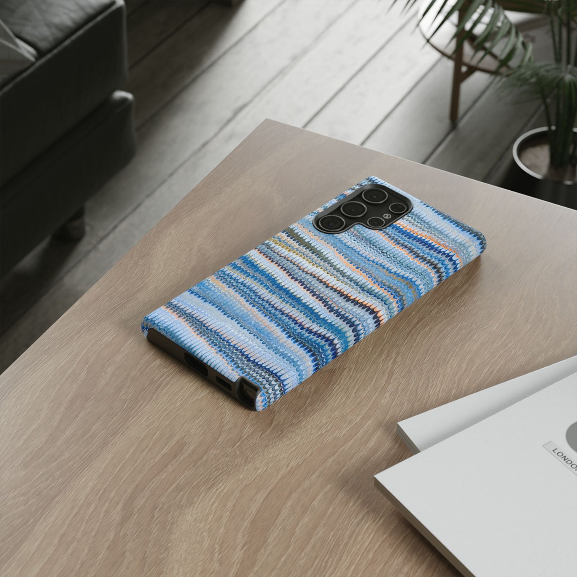 Blue Marbled Phone Cases iPhone 16 + Samsung + Apple + Google - all models, Vintage Marbled Design - Tough Cases