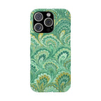 Marbled Feather Green Swirl - Single Layer Slim Phone Case