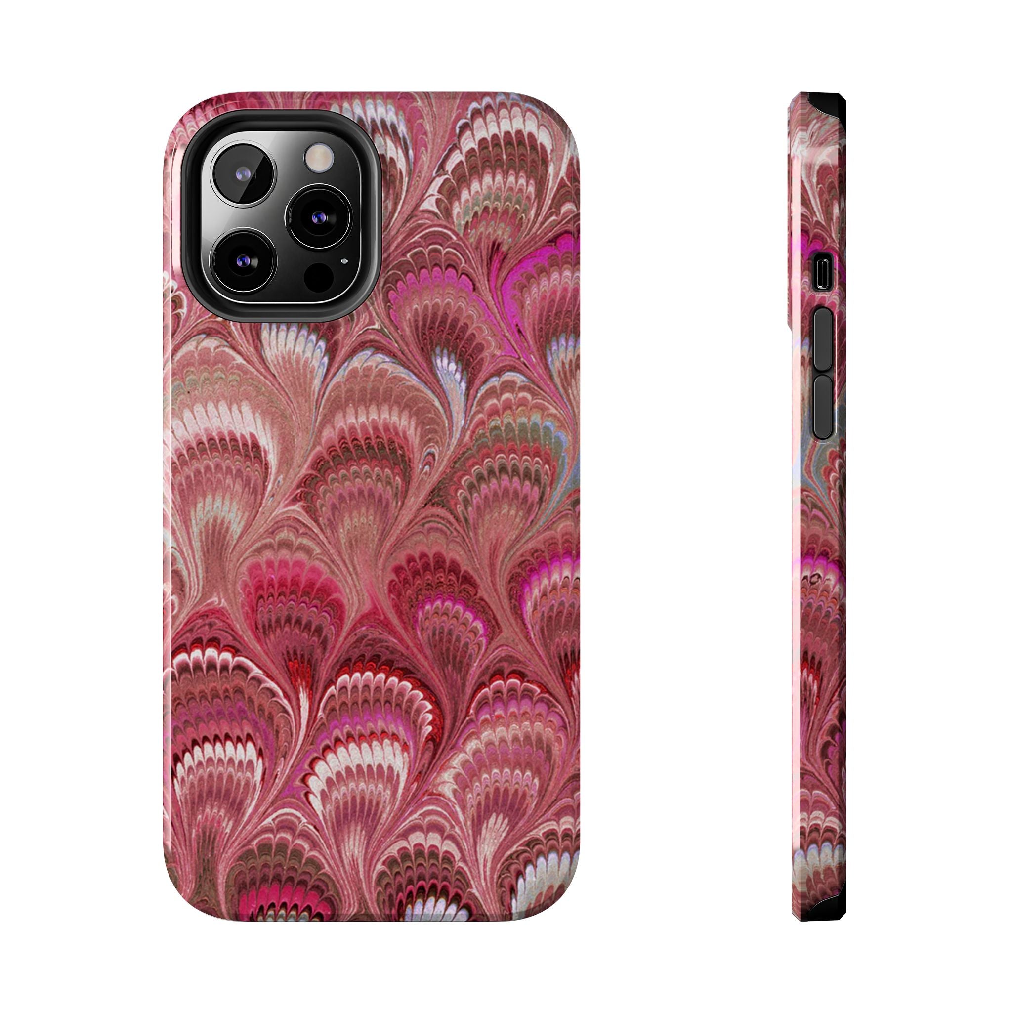 Pink Peacock Marble Italian Tough Phone Case — Durable Marbled Phone Case